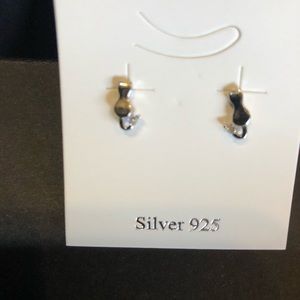 925 Sterling Silver Cat / Kitty Stud Earrings Easter Gift